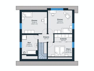 Fertighaus Ausstellungshaus Mannheim Balance 250 von WeberHaus Schlüsselfertig ab 404000€, Satteldach-Klassiker Grundriss 2