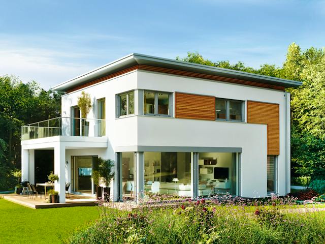 Fertighaus Ausstellungshaus Rheinau-Linx CityLife 700 von WeberHaus Schlüsselfertig ab 410000€, Cubushaus Außenansicht 1