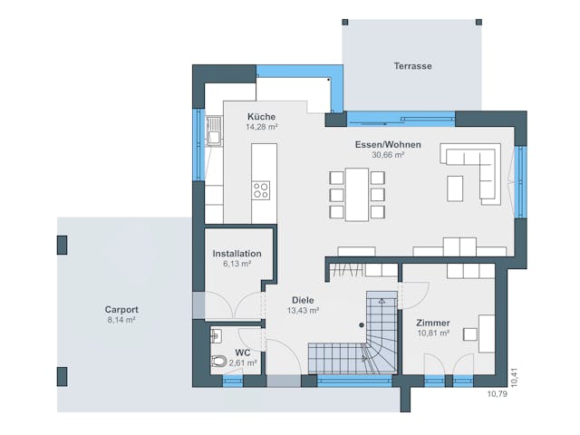 Fertighaus Ausstellungshaus Wenden generation5.5 110 von WeberHaus Schlüsselfertig ab 430000€, Grundriss 1