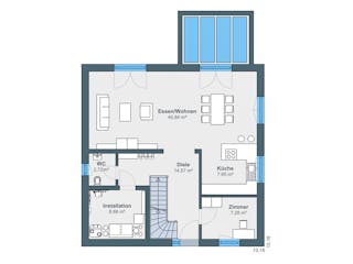 Fertighaus Jubiläumshaus CityLife 405 von WeberHaus Schlüsselfertig ab 368650€, Stadtvilla Grundriss 1