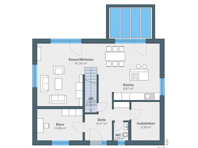 Fertighaus Jubiläumshaus generation 205 von WeberHaus Schlüsselfertig ab 353650€, Satteldach-Klassiker Grundriss 1
