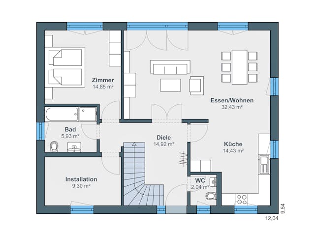 Fertighaus Kundenhaus Herse Balance 300 von WeberHaus Schlüsselfertig ab 372390€, Satteldach-Klassiker Grundriss 1