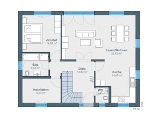 Fertighaus Kundenhaus Herse Balance 300 von WeberHaus Schlüsselfertig ab 388300€, Satteldach-Klassiker Grundriss 1