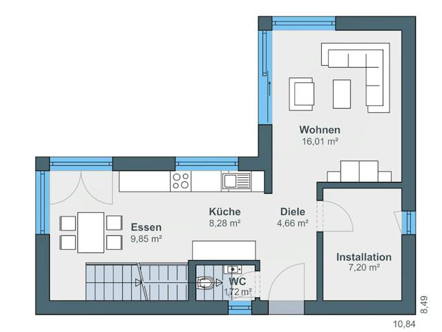 Fertighaus Kundenhaus Schneemann von WeberHaus Schlüsselfertig ab 320000€, Cubushaus Grundriss 1