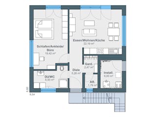 Fertighaus newLife mit zwei Wohneinheiten von WeberHaus Schlüsselfertig ab 413992€, Satteldach-Klassiker Grundriss 1