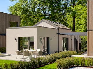 Fertighaus Option Bungalow mit Satteldach offen bis First von WeberHaus Schlüsselfertig ab 199000€, Bungalow Außenansicht 1