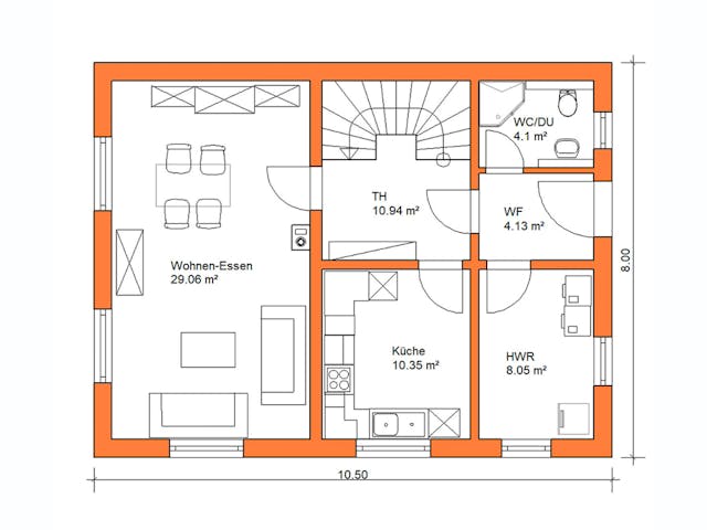Massivhaus Einfamilienhaus 357 von WEIOTT-Massiv-Haus, Satteldach-Klassiker Grundriss 1