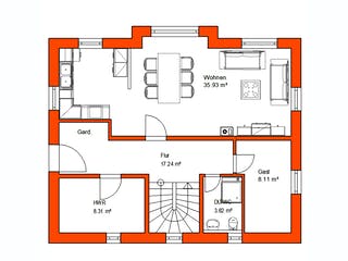 Massivhaus Einfamilienhaus 376 von WEIOTT-Massiv-Haus, Satteldach-Klassiker Grundriss 1