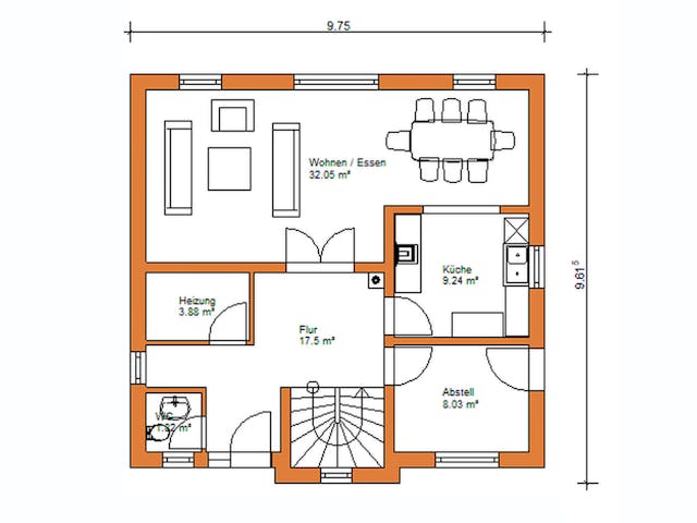 Massivhaus Stadtvilla 250 von WEIOTT-Massiv-Haus, Stadtvilla Grundriss 1