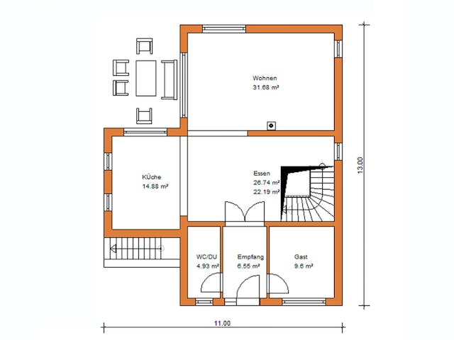 Massivhaus Stadtvilla 326 von WEIOTT-Massiv-Haus, Stadtvilla Grundriss 1