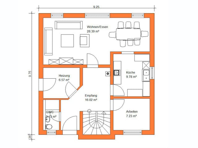 Massivhaus Stadtvilla 336 von WEIOTT-Massiv-Haus, Stadtvilla Grundriss 1