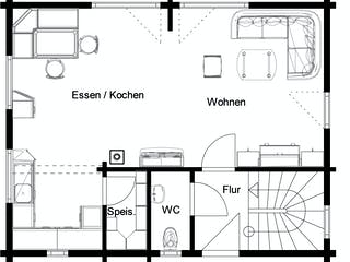 Blockhaus Wolfenbrück von Rems-Murr-Holzhaus Ausbauhaus ab 220880€, Blockhaus Grundriss 1