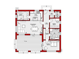 Fertighaus EDITION B 113 von WOLF-HAUS Schlüsselfertig ab 365240€, Bungalow Grundriss 1