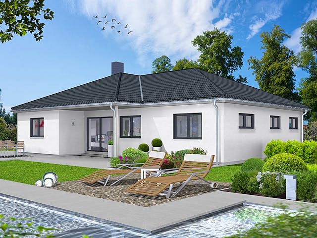 Fertighaus EDITION B 128.2 von WOLF-HAUS Schlüsselfertig ab 355913€, Bungalow Außenansicht 1