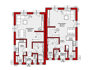 Fertighaus EDITION D 122/124 von WOLF-HAUS Schlüsselfertig ab 330106€, Satteldach-Klassiker Grundriss 1