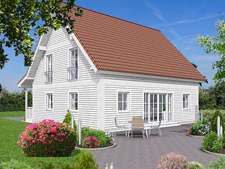 Fertighaus EDITION E 148 von WOLF-HAUS Schlüsselfertig ab 397338€, Satteldach-Klassiker Außenansicht 2