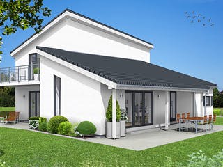Fertighaus EDITION E 179 von WOLF-HAUS Schlüsselfertig ab 500111€, Pultdachhaus Außenansicht 1