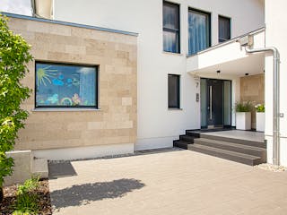 Fertighaus Einfamilienhaus Bodensee von Wolf System, Satteldach-Klassiker Außenansicht 5