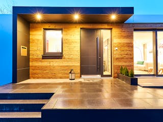 Fertighaus Musterhaus Fellbach – Kompaktmodul von Wolf System, Bungalow Außenansicht 4