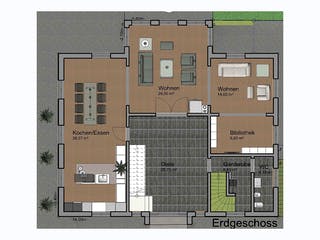 Fertighaus Haus Hillebrand von Wiese und Heckmann, Stadtvilla Grundriss 1