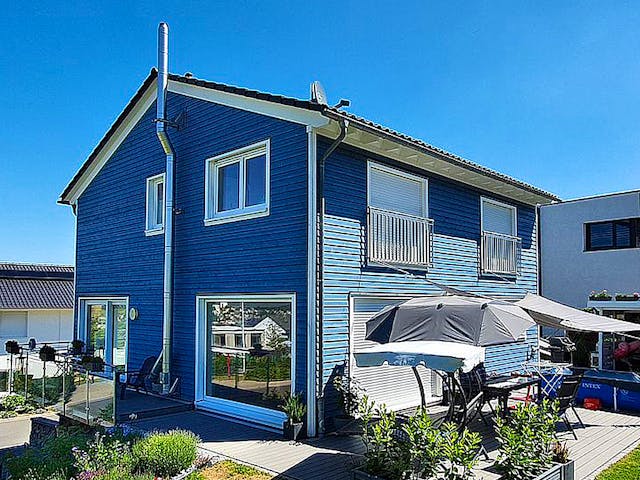 Fertighaus Haus Körting von Wiese und Heckmann, Satteldach-Klassiker Außenansicht 1