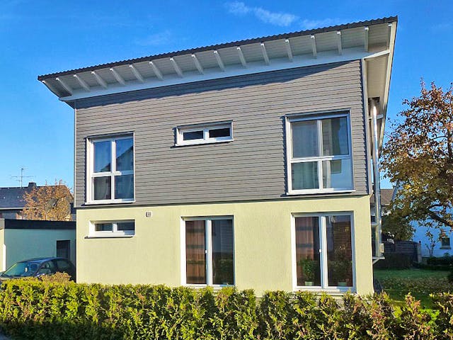 Fertighaus Haus Oberosterer von Wiese und Heckmann, Pultdachhaus Außenansicht 1