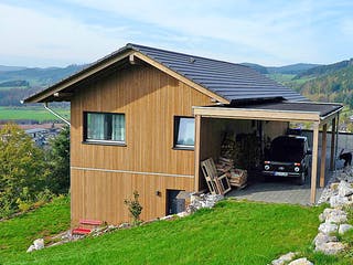 Fertighaus Haus Sprakel von Wiese und Heckmann, Satteldach-Klassiker Außenansicht 3