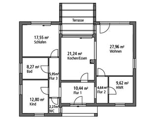 Massivhaus Bungalow BGL 120 von Ytong Bausatzhaus, Bungalow Grundriss 1
