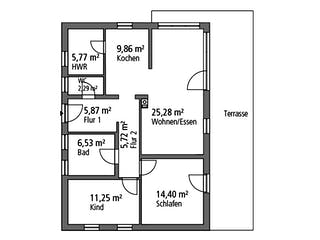 Massivhaus Bungalow BGL 87 von Ytong Bausatzhaus, Bungalow Grundriss 1
