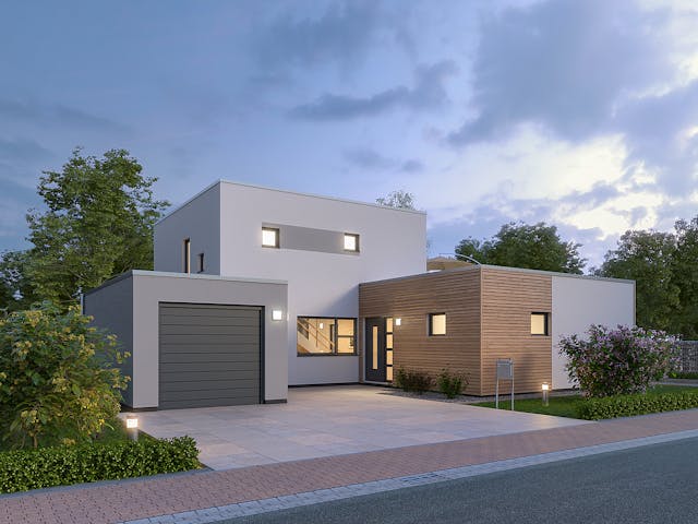 Massivhaus Einfamilienhaus BHS 146 von Ytong Bausatzhaus, Cubushaus Außenansicht 1