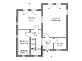 Massivhaus Aktionshaus EFH 144 von Ytong Bausatzhaus, Satteldach-Klassiker Grundriss 1