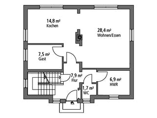 Massivhaus Stadtvilla STV 133 von Ytong Bausatzhaus, Stadtvilla Grundriss 1