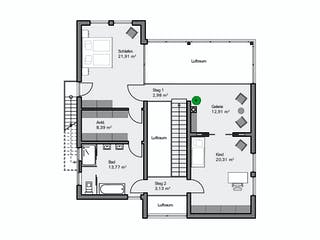 Fertighaus Kundenhaus Jonas von Witt Zimmerei, Pultdachhaus Grundriss 2