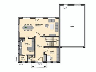 Fertighaus Kundenhaus Lindner von Witt Zimmerei, Stadtvilla Grundriss 1