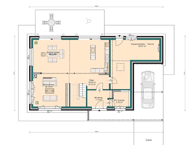 Fertighaus Massivholzhaus Stadthaus Modern von Zimmerer-Profibau Schlüsselfertig ab 1000000€, Grundriss 1