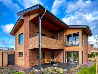 Fertighaus Pultdachhaus Modern von Zimmerer-Profibau Schlüsselfertig ab 550000€, Pultdachhaus Außenansicht 1