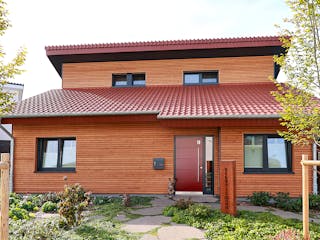 Fertighaus Thoma Pultdachhaus Modern von Zimmerer-Profibau Schlüsselfertig ab 420000€, Pultdachhaus Außenansicht 2